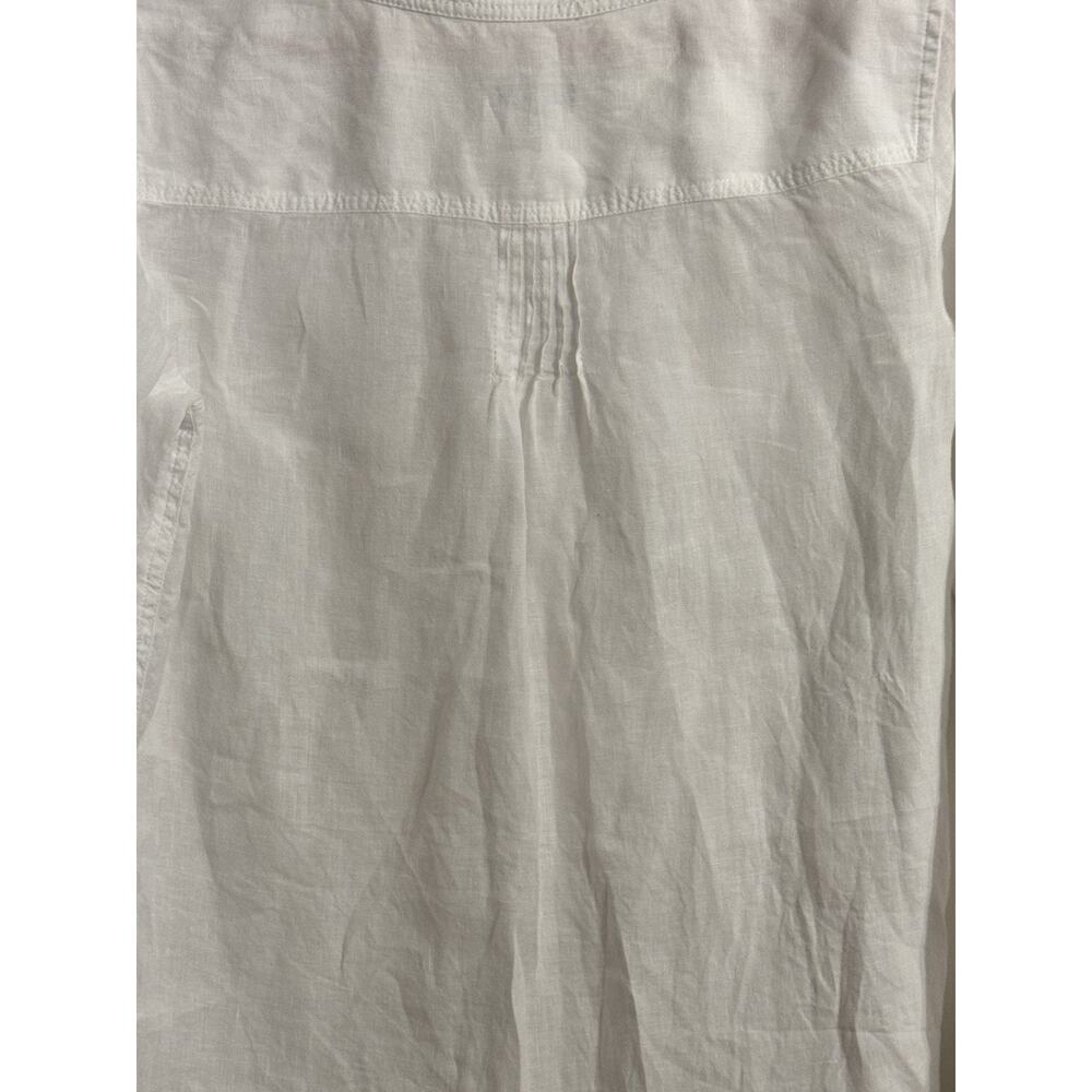 Talbots 100% Linen Women’s Blouse Tunic Sz M White Beach Coverup Old Money Prep - Picture 8 of 8